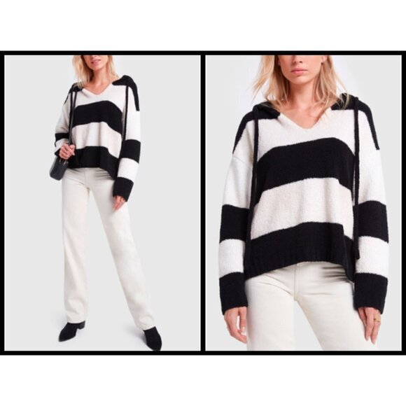 💕ATM💕 Chenille Bold Stripe Hoodie Sweatshirt - Picture 2 of 16